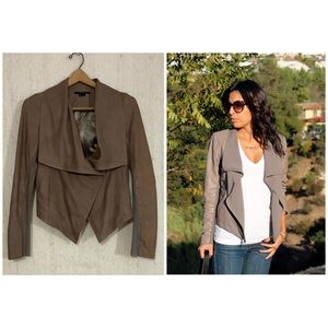 Scoop NYC drape front leather jacket